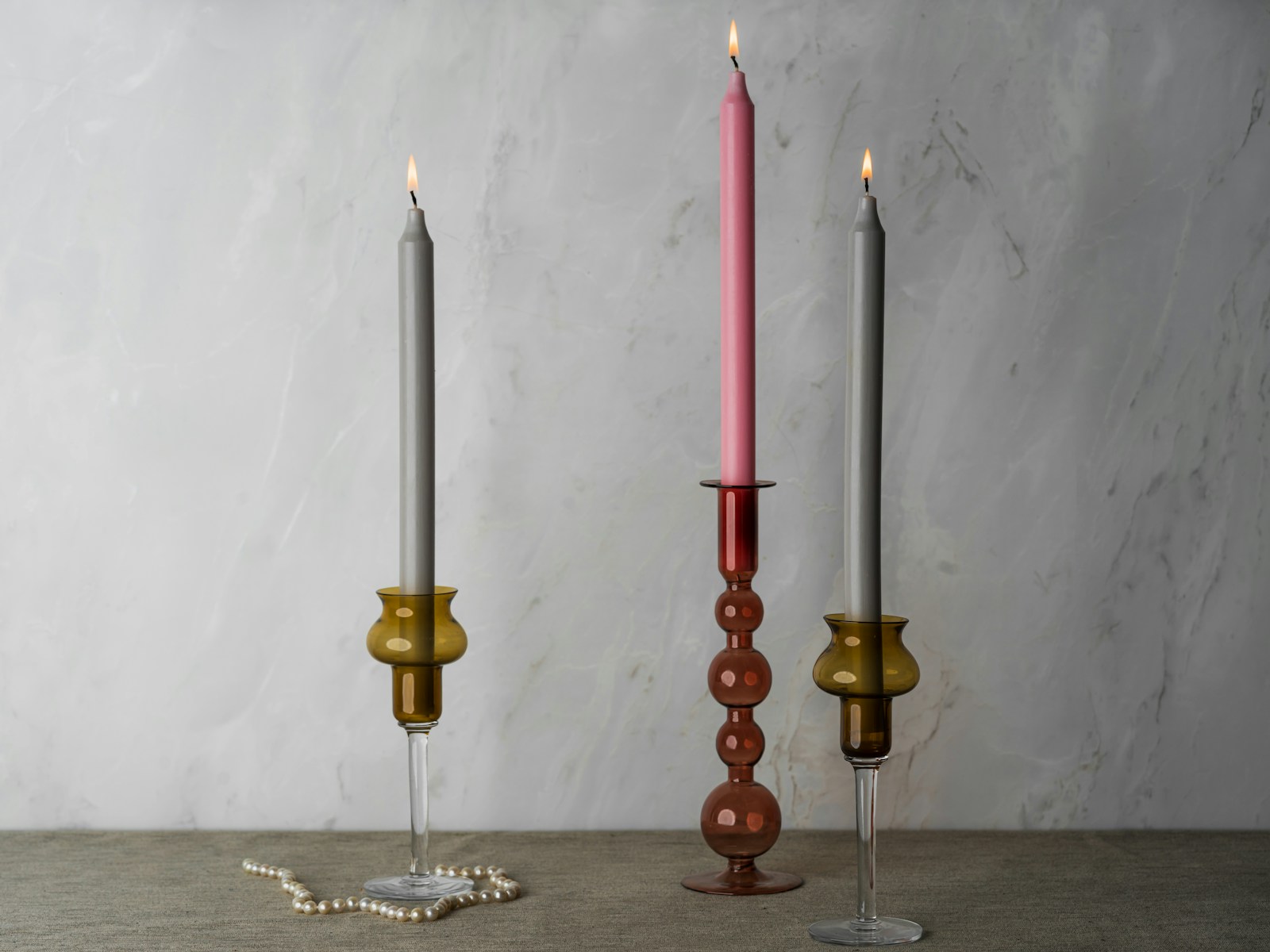 Natural beeswax taper pair