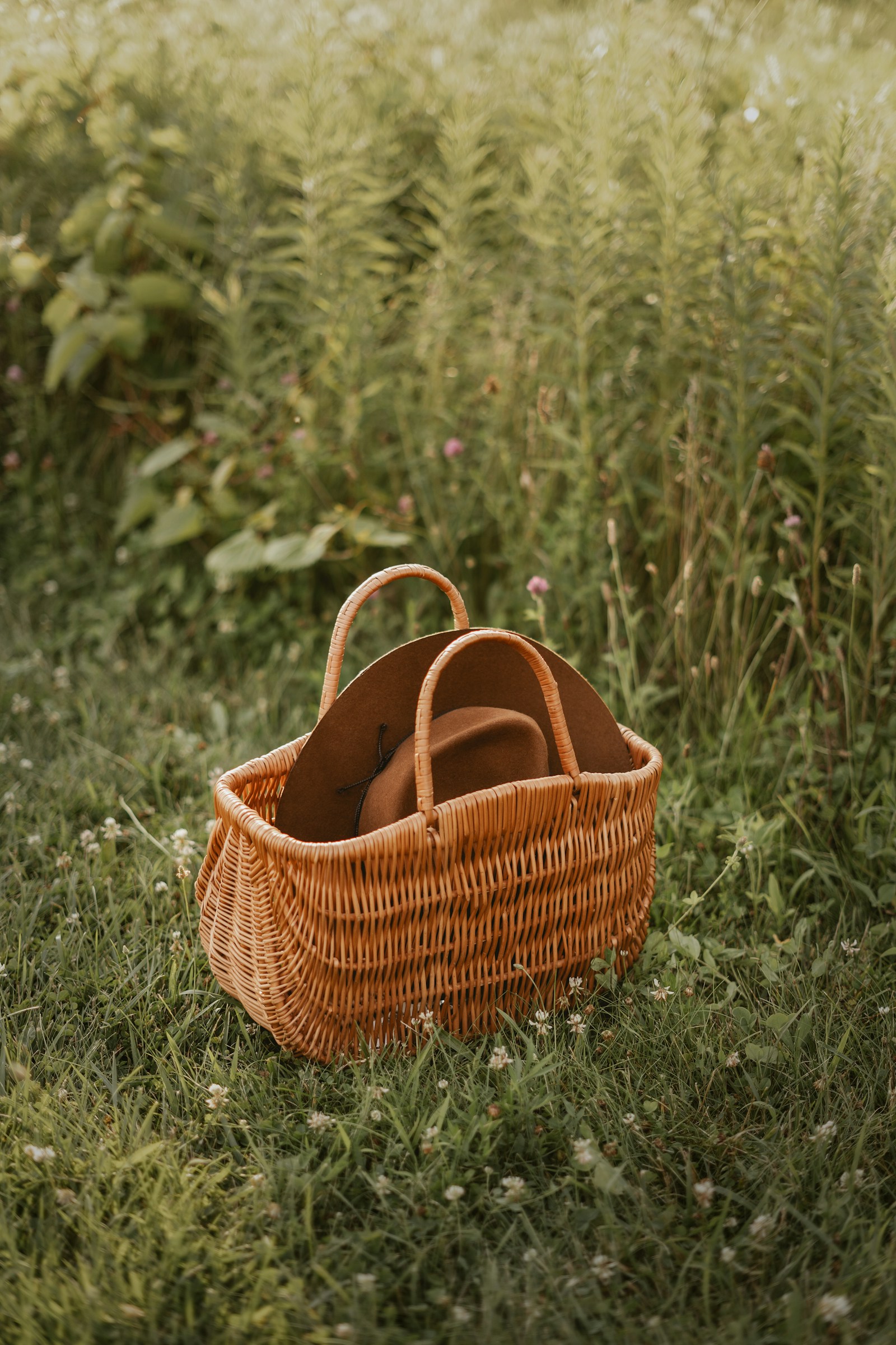 Woven grass storage basket
